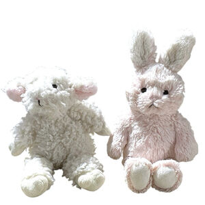 Lot Pottery Barn Kids PBK Pink Bunny Rabbit White Lamb Sheep Plush Lovey Easter